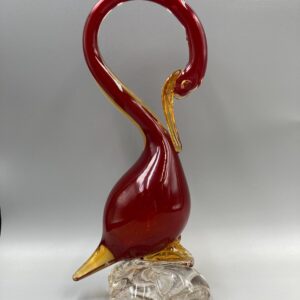 Vintage Murano Venetian Art Glass Red and Amber Swan