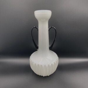 EMPOLI White Glass Vase with Black Handles