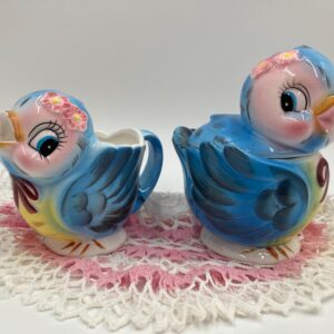 RARE Lefton Bluebird Creamer and Covered Sugar - please read description