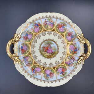 Vintage NC West Germany Fragonard Love Story Cake Plate with Handles