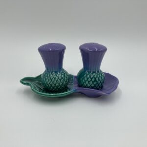 GOVANCROFT Highland Ware Thistle Salt, Pepper and Tray, made in Scotland