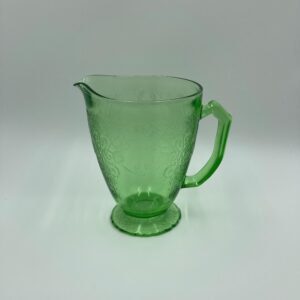 Vintage HAZEL ATLAS Depression Glass Florentine Pitcher - Glows under UV light