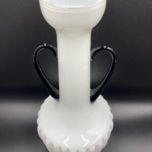 EMPOLI White Glass Vase with Black Handles