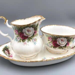 Royal Albert Celebration Cream, Sugar and Tray, made in England