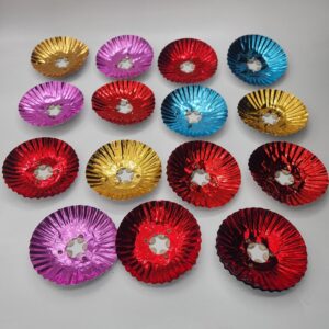 Lot of 15 Vintage Aluminum Foil Light Reflectors, multi-color