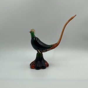 Vintage Murano Venetian Art Glass Green and Amber Pheasant