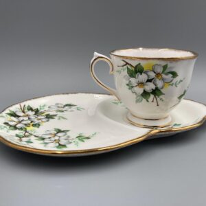 Pair of Royal Albert White Dogwood Cups and Tennis Plates