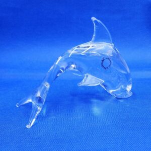 Vintage V. Nason & C. Murano Clear Glass Dolphin with Sticker