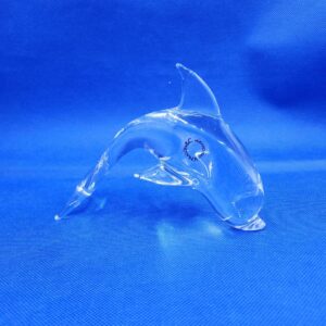 Vintage V. Nason & C. Murano Clear Glass Dolphin with Sticker