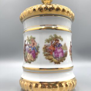 Vintage Gloria Bayreuth Fragonard Love Story Jar with Lid, White and Gold