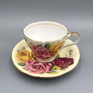 Aynsley Teacup and Saucer Trio of Cabbage Roses