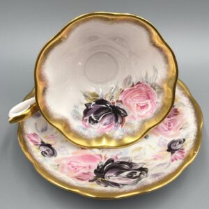 Royal Albert Tourmaline from the Summer Bounty Series Cup and Saucer, made in England, English bone china, Beautiful Large Roses