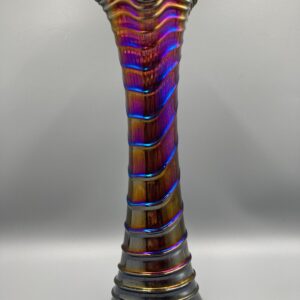 Vintage Imperial Ripple Amethyst Carnival Glass Vase - Iridescent Purple Carnival Glass