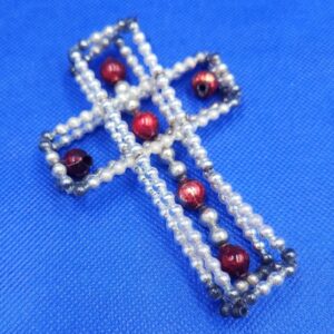 Antique Gablonz Glass Bead Double Cross Ornament