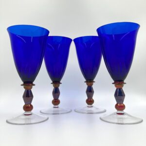 Set of 4 Mikasa Estate Cobalt Blue Water Glasses - 2 Sets available