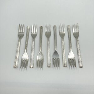 Vintage Set of 9 CATHAY PACIFIC Noritake Silver Plate Dessert Forks