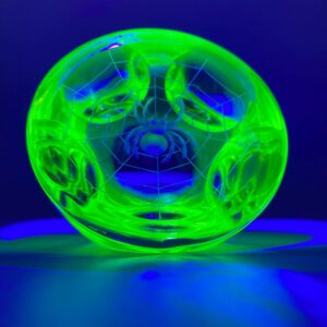 Vintage WEBB CORBETT Uranium / Vaseline Glass Spider Paperweight - Glows under UV Light!