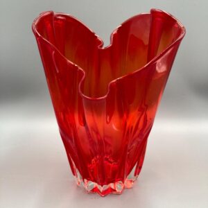 MCM Murano Fazzoletti Red Handkerchief Vase - Top Rim Glows under UV light