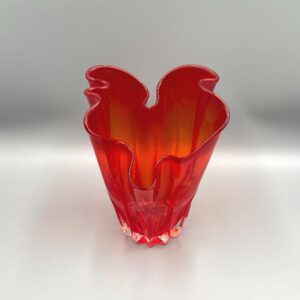 MCM Murano Fazzoletti Red Handkerchief Vase - Top Rim Glows under UV light