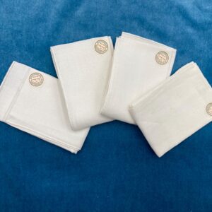 Vintage Set of 4 All Linen handmade in Madeira Handkerchiefs, Small with "C" Monogram and Sticker - never used.