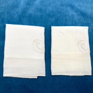 Set of 2 All Linen handmade in Madeira Handkerchiefs, Monogrammed "C". Great for Weddings, Something Old