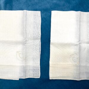 Set of 2 All Linen handmade in Madeira Handkerchiefs, Monogrammed "C". Great for Weddings, Something Old