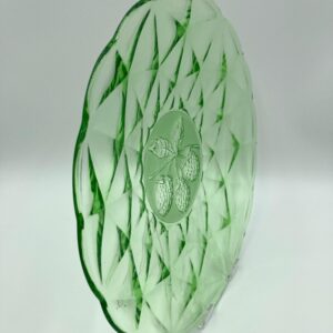 Depression Glass Plate with Strawberry Pattern - Glows under UV light!