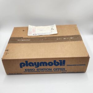 New in Box Vintage 1984 Playmobile Esso Station Mail In Offer Kit Toy Set in Original Shipping Box