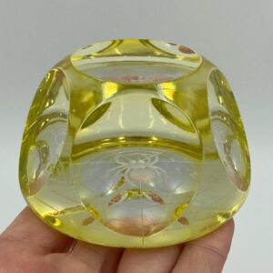 Vintage WEBB CORBETT Uranium / Vaseline Glass Spider Paperweight - Glows under UV Light!