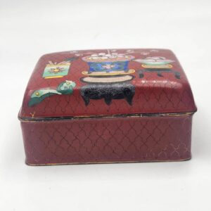 Antique Cloisonne Hinged Box with Fruit and Floral Design